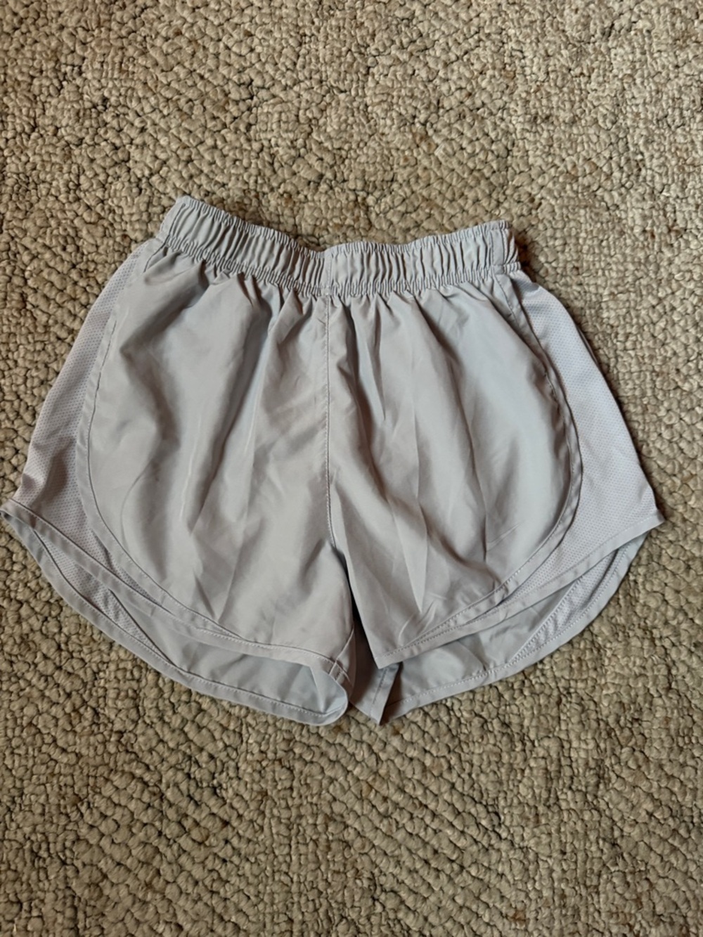 Nike Dri Fit Light Gray Women's Athletic Shorts with Side Mesh Panels
